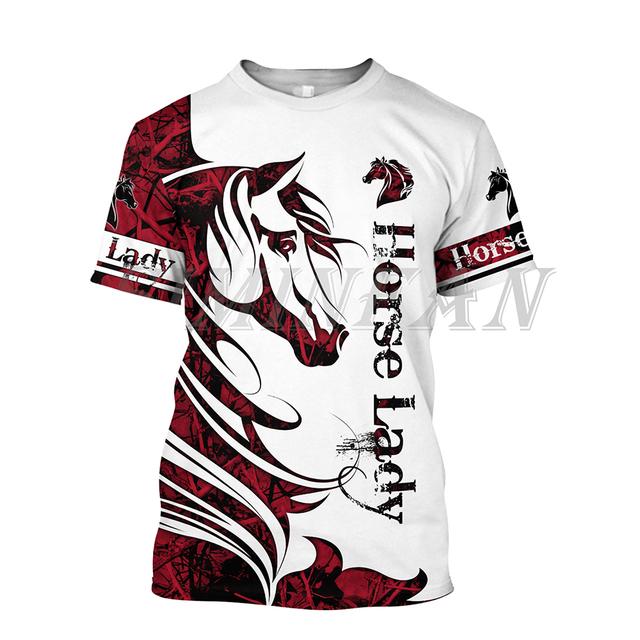 3D-utskrift Hästskjorta Unisex mode T-tröja för kvinnor Stor lös T-shirt med o-halsad T-shirt med kort ärm Fritidskläder Hästkläder