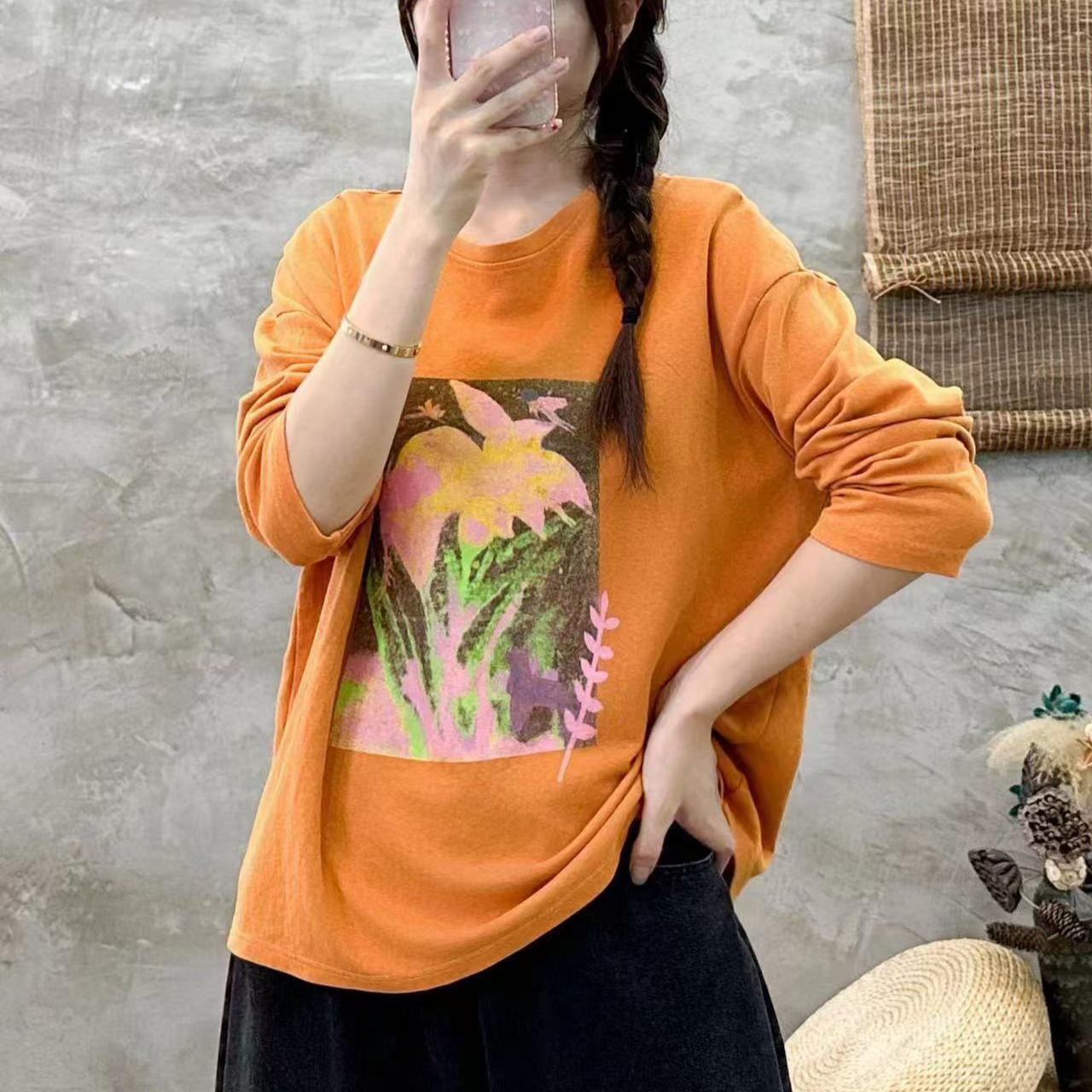 

DIMANAF Новинка 2024 года, женские толстовки и свитшоты с длинным рукавом и принтом, с круглым вырезом, осенние базовые топы, футболки, новые пуловеры One Size жёлтый