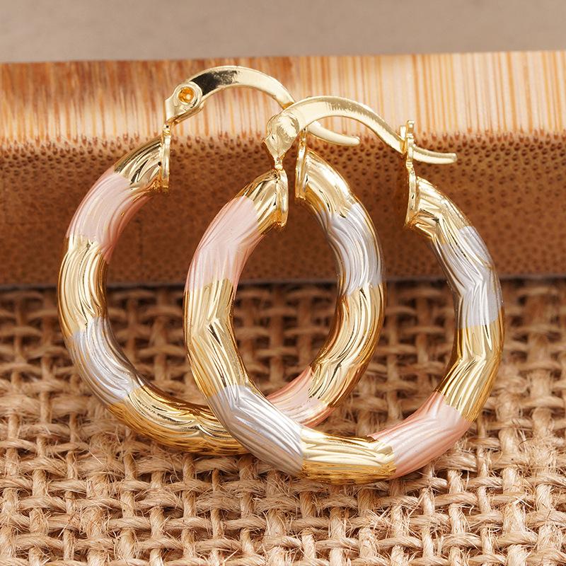 Three color twisted enamel earrings for women's jewelry