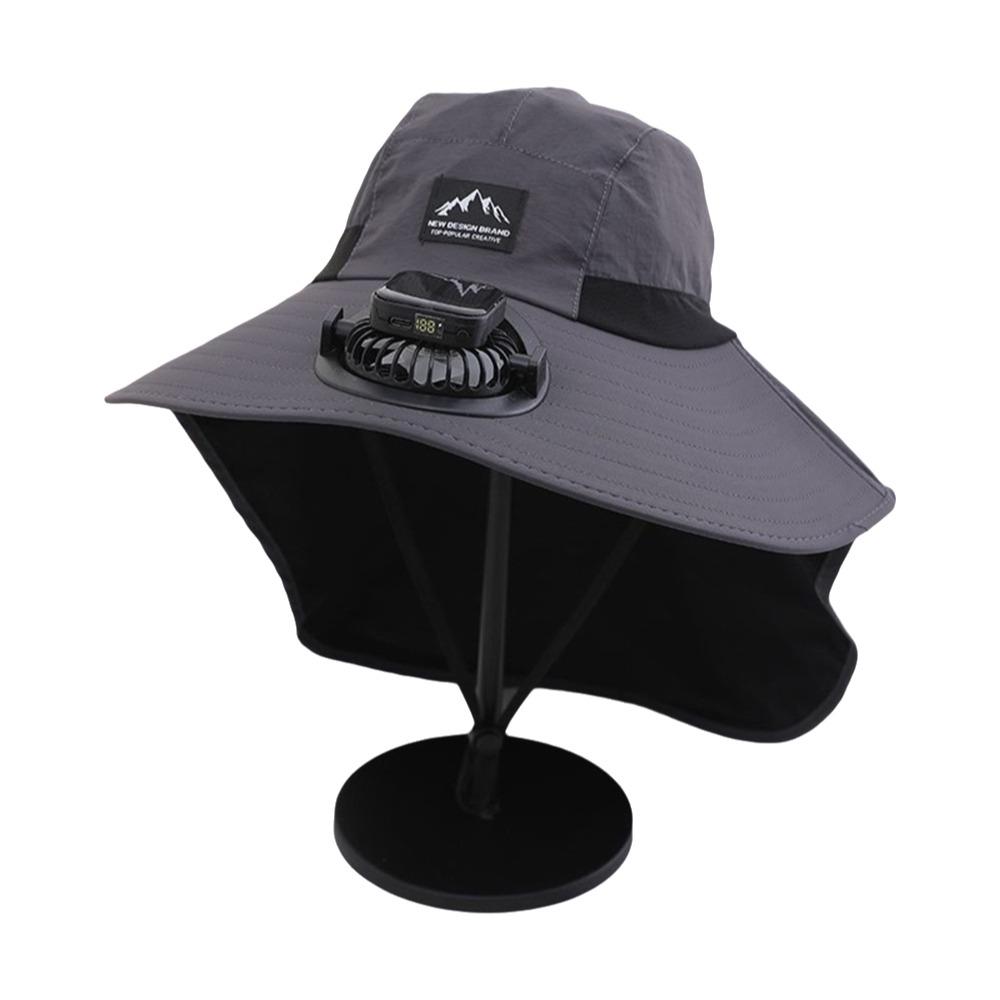 Fashion with Solar Powered Fan Sun Hat Neck Protection Wide Brim Fisherman Caps Quick Dry Large Size Panama Cap Summer