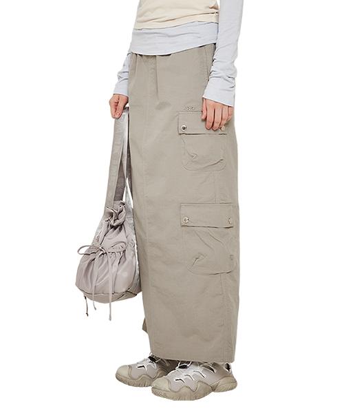 CRANK Washed Cargo Maxi Skirt_Beige