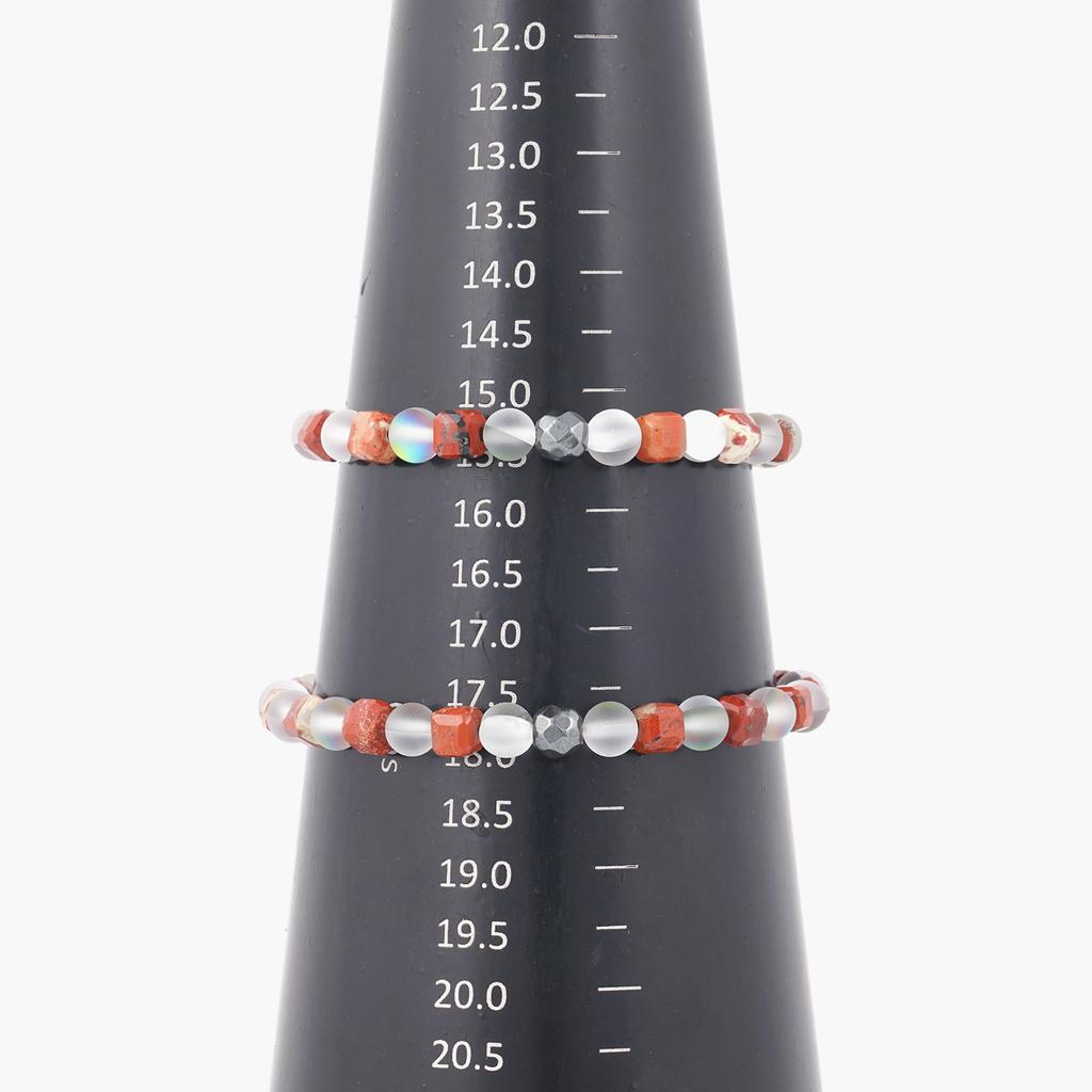 Jbans Classic Moonlight Stone Point Cube Red Stone Mix Gemstone Bracelet (C2501Ac1217_Rd)