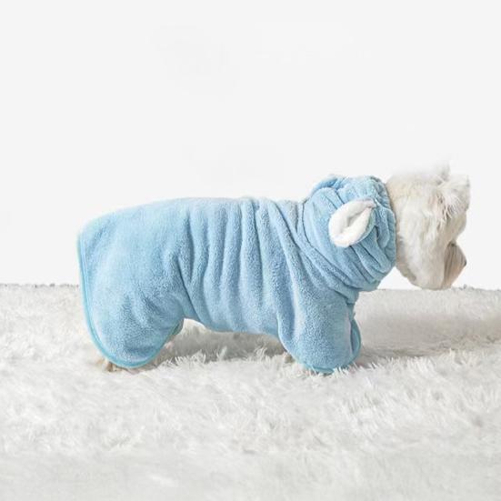 Pet Bath Wrap Super Absorbent Dog Towel with Bunny Ears Fast Drying Hooded Pet Robe for Dogs Cats Bath After Shower Grooming