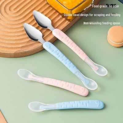 Doppelseitiger Baby-Schaberlöffel zum Füttern – perfekt für Apfelmus, Obst und Beikost