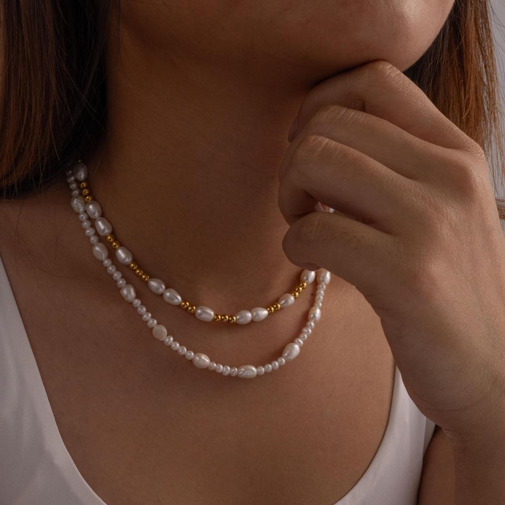 1ks Módní Pravý Barokní Sladkovodní Perlový Náhrdelník Ženy Vlastní Šťastný Choker Perlové Korálky Korálkový Náhrdelník Šperky pro Ženy