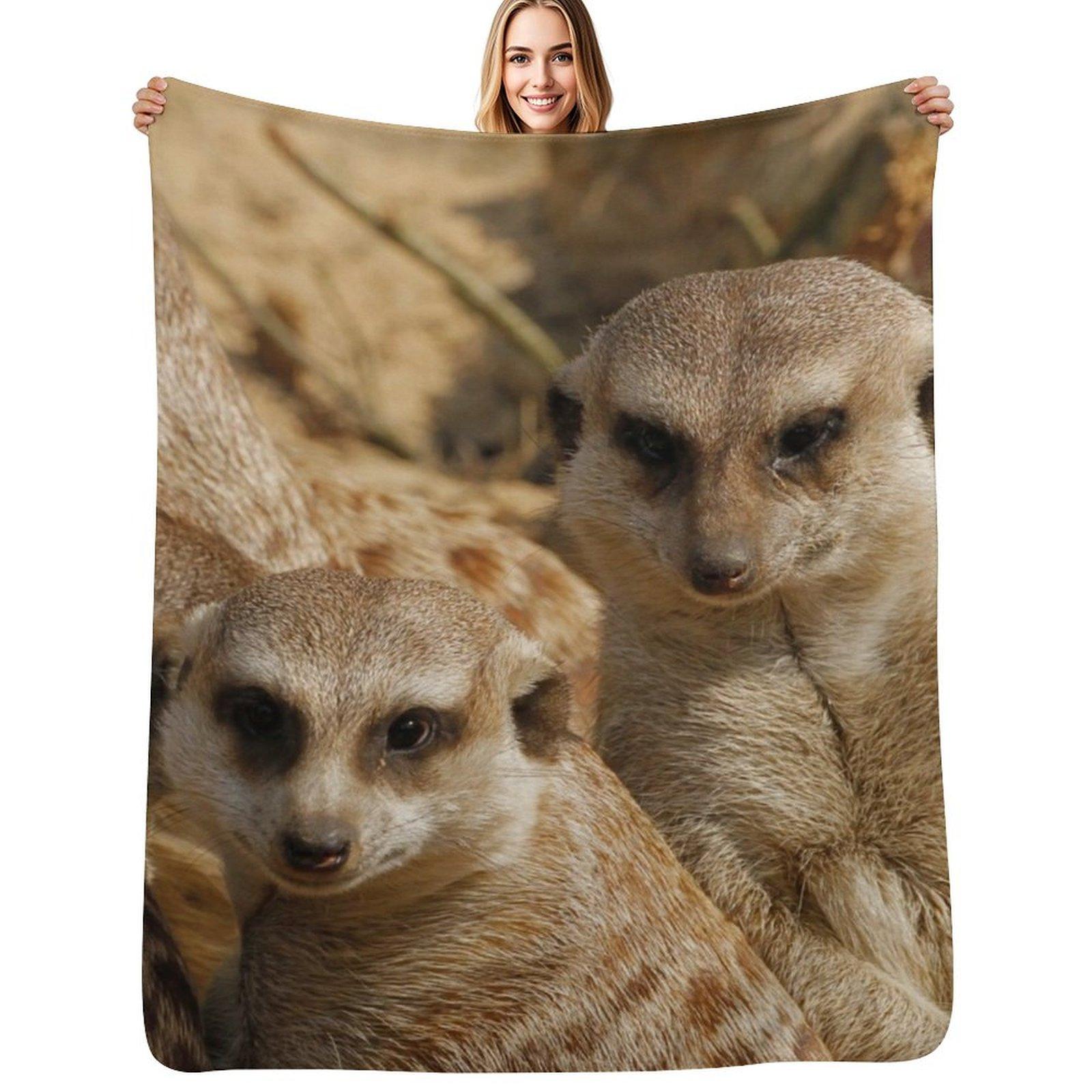 Meerkat 039 Throw Blanket Fade Resistant Durable Throw Blanket Size: 75*100cm, Weight: 230 GSM
