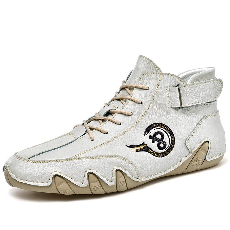 Winter Genuine Leather High-Top Leather Shoes Men's Slip-on Lazy Driving Shoes Casual Shoes plus Size