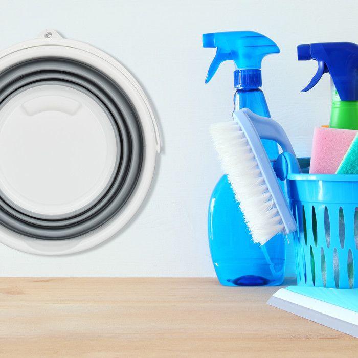 Relaxdays seau pliable 10 l pour nettoyage de maison, voiture et camping, gris