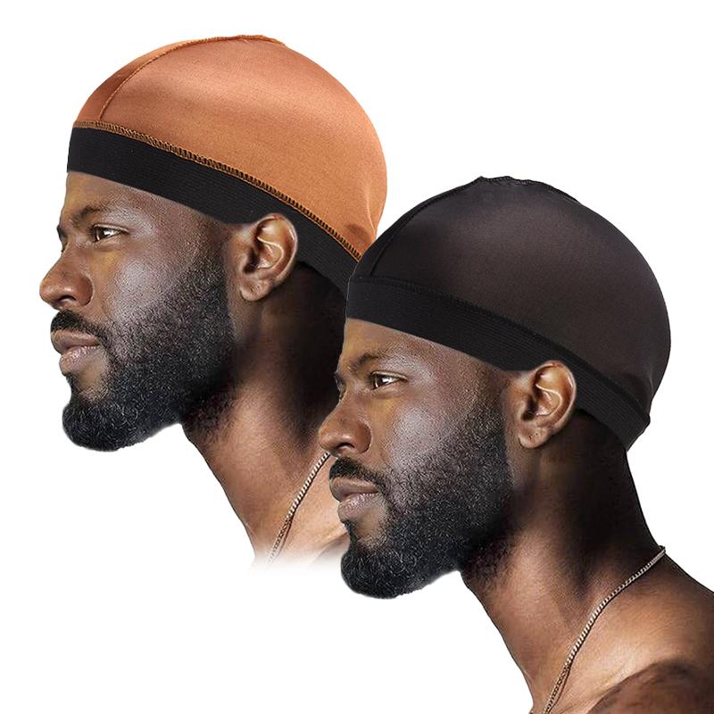 2PCS/LOT Silky Dome Wave Cap Elastic Bandanas Unisex Wig Cap Night Sleep Headcover Cancer Hair Loss Chemo Cap Hair Accessories