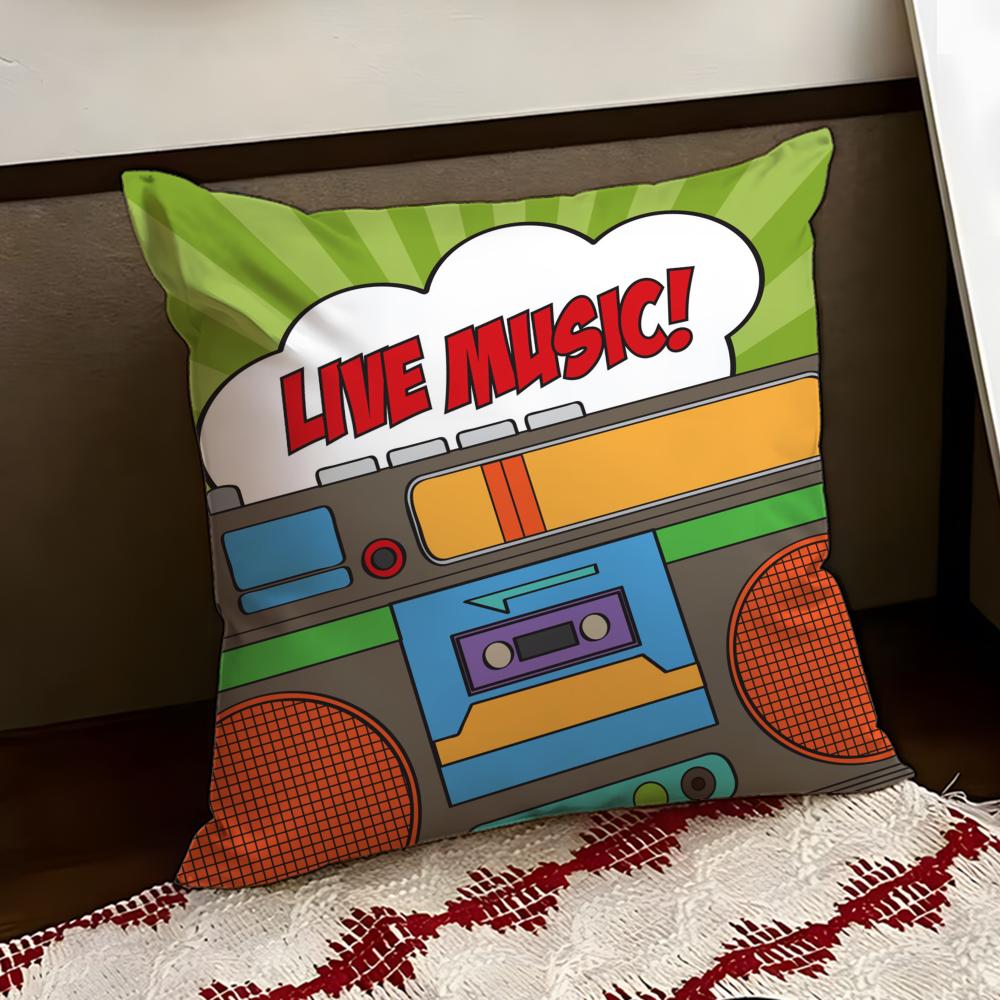 Retro Speaker Piano Rock Cushion Cover Reversible Soft Durable Pillow Cover Home  Car MultiScene Use for Daily Comfort