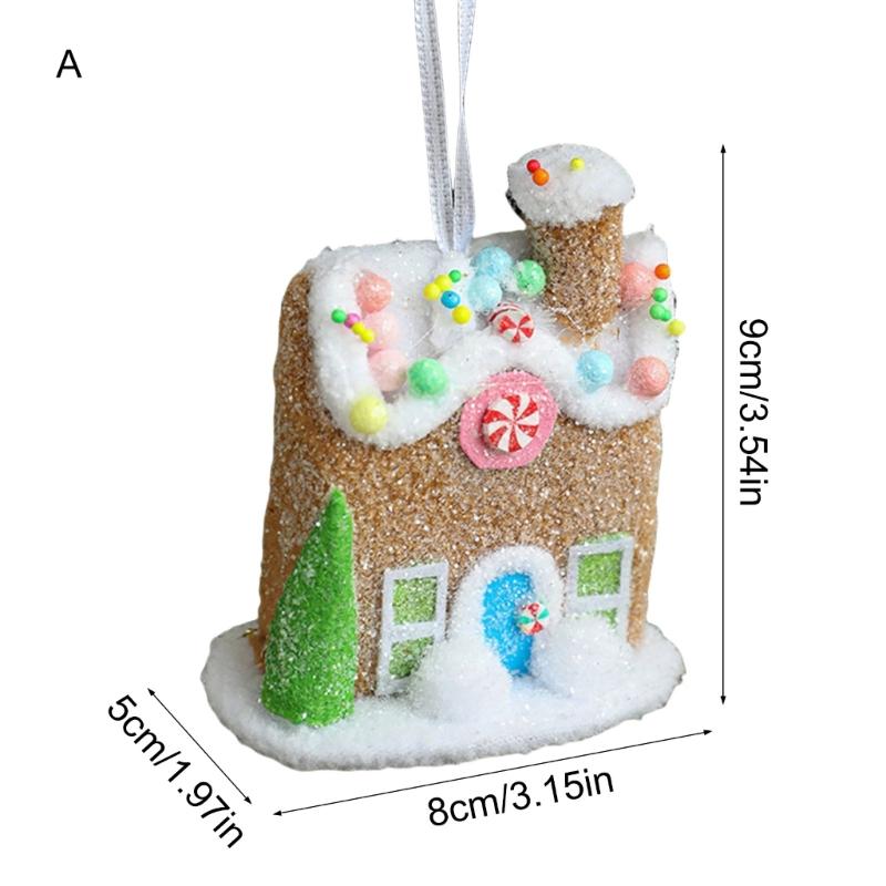 Christmas Tree Hanging Pendant Ice Cream/Cottage/Snowman/Horse Ornament for Holidays Home Decoration Party Supplies