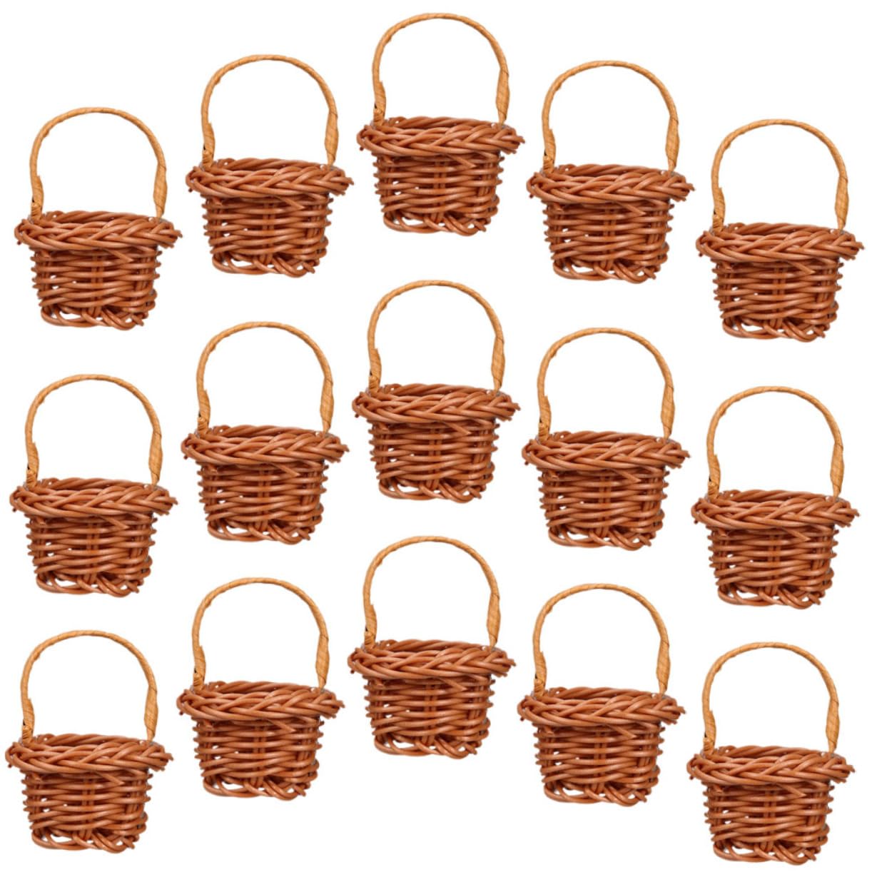 

COSMEVIVI 15-Piece Мини-корзинка из пластика с плетеным узором в стиле ротанга, идеально подходит для реквизита для фотосъемки интерьера, настольного декора, мини-хранения