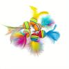 Interactive Cat Toys Kit Feather Toys with 1 Wands, 1 Suction Cups, Replacement Feather Heads for Indoor & Outdoor Play