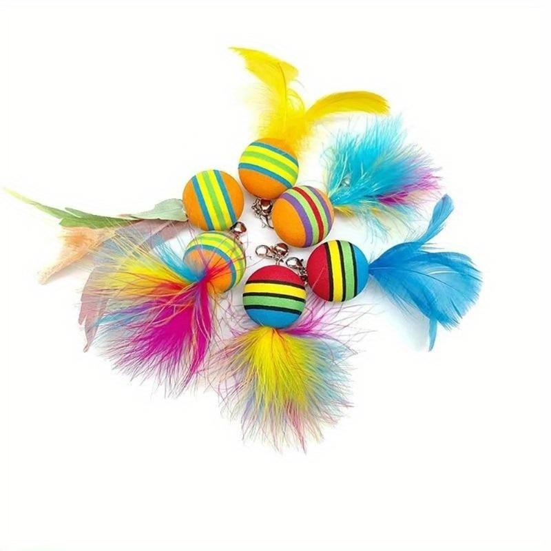 Interactive Cat Toys Kit Feather Toys with 1 Wands, 1 Suction Cups, Replacement Feather Heads for Indoor & Outdoor Play