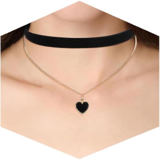 Fesciory Schwarze Halskette für Damen, Verstellbarer Täglicher Goth Schmuck Geschenk | Verstellbare Passform, Enganliegende Schwarze Halskette, Spitze Samt Perlen oder Anhänger
