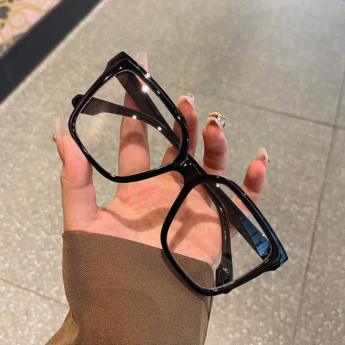 

1Pc Large Glass Frame Maillard Color Glasses Simple Fashionable Exaggerated and Versatile Glasses Comfortable to Wear Lightweight Texture