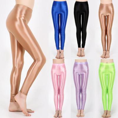 Pantaloni Slim Satinati Lucidi Vita Alta Sportivi Donna Fitness Yoga Lucidi Collant Leggings Alta Elasticità Leggings Lucidi