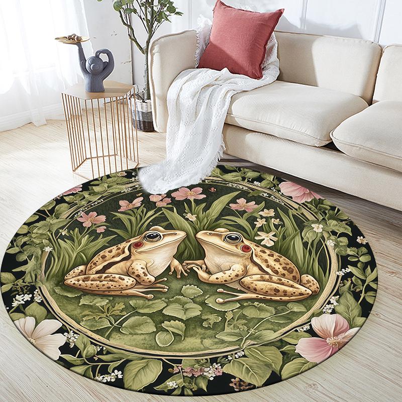 Beautiful Frog Pattern Round rug,Carpet Rug for Living Room Bedroom Sofa Playroom Decor,Non-slip Floor Mat,Holiday Gifts and Birthday Gifts