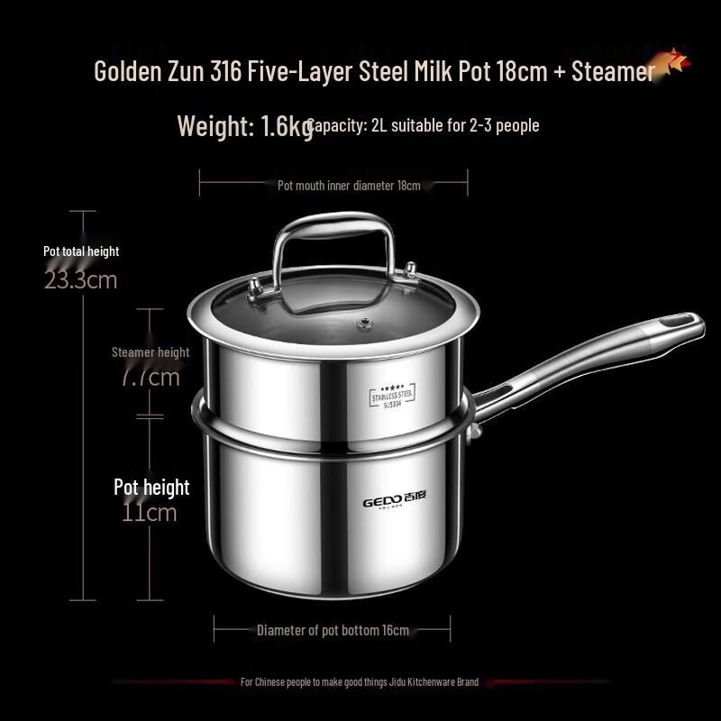 Jidu 316 Stainless Steel Milk & Soup Pot