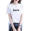 White Letter Print Oversized 100% Cotton Short-Sleeve T-Shirt