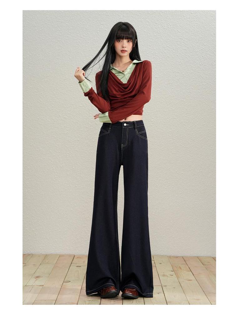 Winter 2025 American Retro High Waist Wide-Leg Women's Jeans
