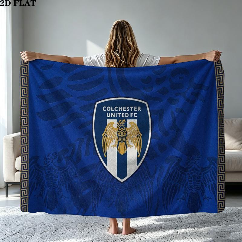 Colchester Utd FC Print Flannel Blanket High Quality Warm Comfortable Cover for All Seasons Perfect for Gifts Home Decor