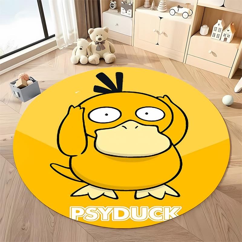 Various Styles and Sizes Pokemon Psyduck Cartoon Round Carpet Bedroom Living Room Sofa Study Desk Seat Mat Kids Room Decor Rug