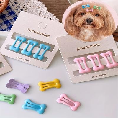 3pcs Pet Hair Clips, ABS Material, Mini Bone-Shaped Grooming Accessories for Small Dogs and Cats Ideal for Teddy & Yorkshire Terrier, Pet Hair Remover