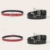American Retro Pentagram Women Belt With Star Alloy Buckle For Casual Denim Accessory
