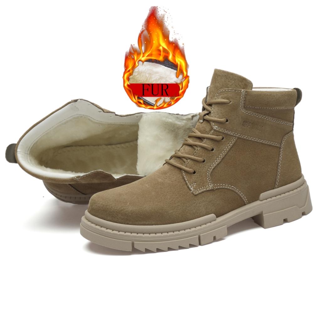 

Модная брендовая повседневная обувь из натуральной кожи для мужчин в британском стиле, нескользящие, удобные ботильоны, теплые плюшевые туфли для путешествий и пустыни 46