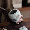 Celadon tea can with lid, fine mouth dustproof design and delicate texture Household tea preservation storage tank, storage tank