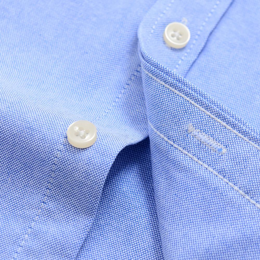 Męska koszula Oxford 100% bawełna, jednolita, z krótkim rękawem, zapinana na guziki, biznesowa casual z kieszenią na piersi