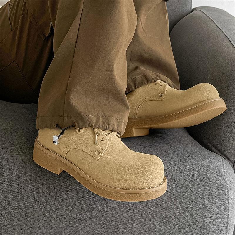 3386 Derby shoes men's spring and summer new Mickey big head shoes low-top big yellow boots round head fashion leather shoes men's