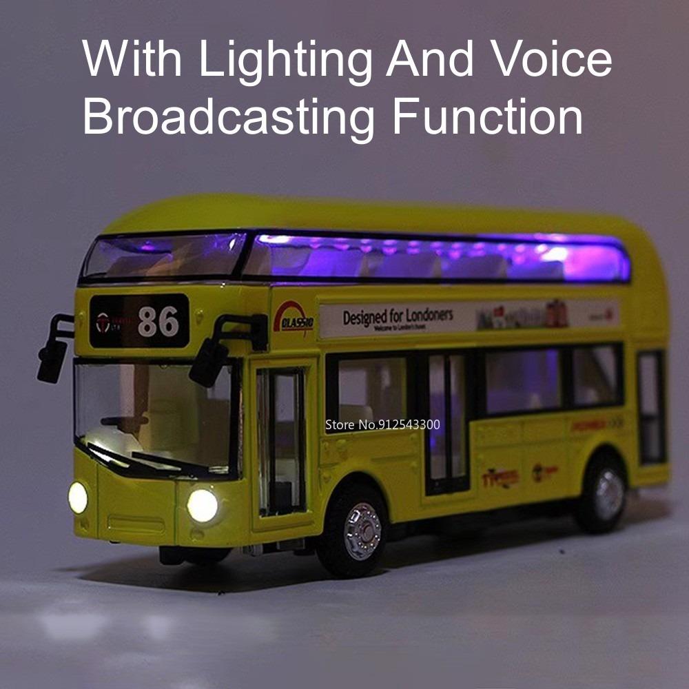 1/36 Double-decker Bus Model Car Toy Alloy Diecast Sound Light Metal Vintage London Autobus Models Toys Collection Kids Gifts