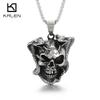 Skull & Double Snake Pendant Necklace for Men Stainless Steel Vintage Gothic Punk Jewelry Retro Biker Rock Accessory Gift