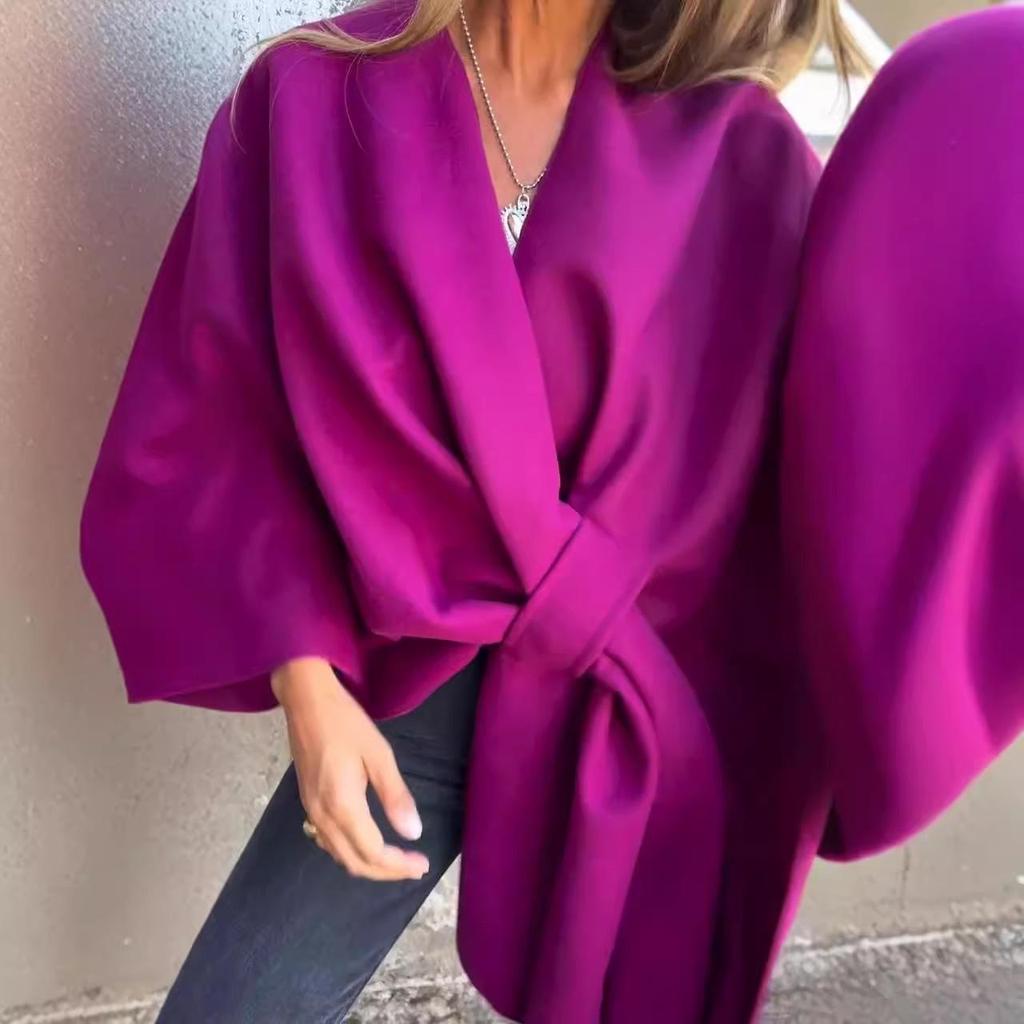 European and American Autumn/Winter Shawl Cloak - Slimming, Warm, Solid Color, Versatile Coat