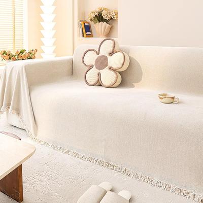 Ručník na pohovku s plným krytím Ins krémový styl Kempingová deka Potah na polštář na pohovku Univerzální pro všechna roční období Vše zahrnující potah na pohovku