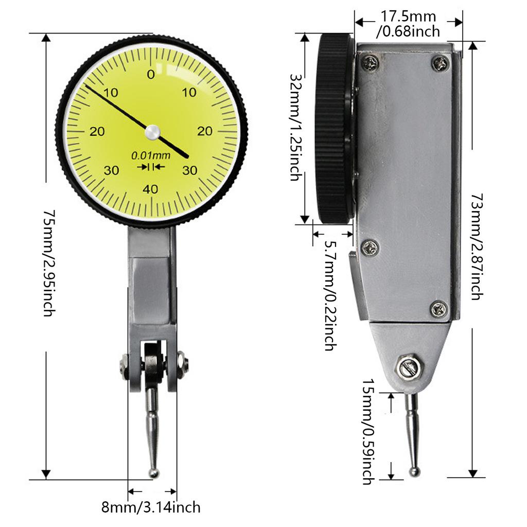 Accurate 0-0.8mm 0.01mm Center Finder Measurement Tool Support Dial Test Indicator Precision Metric with Dovetail Rails