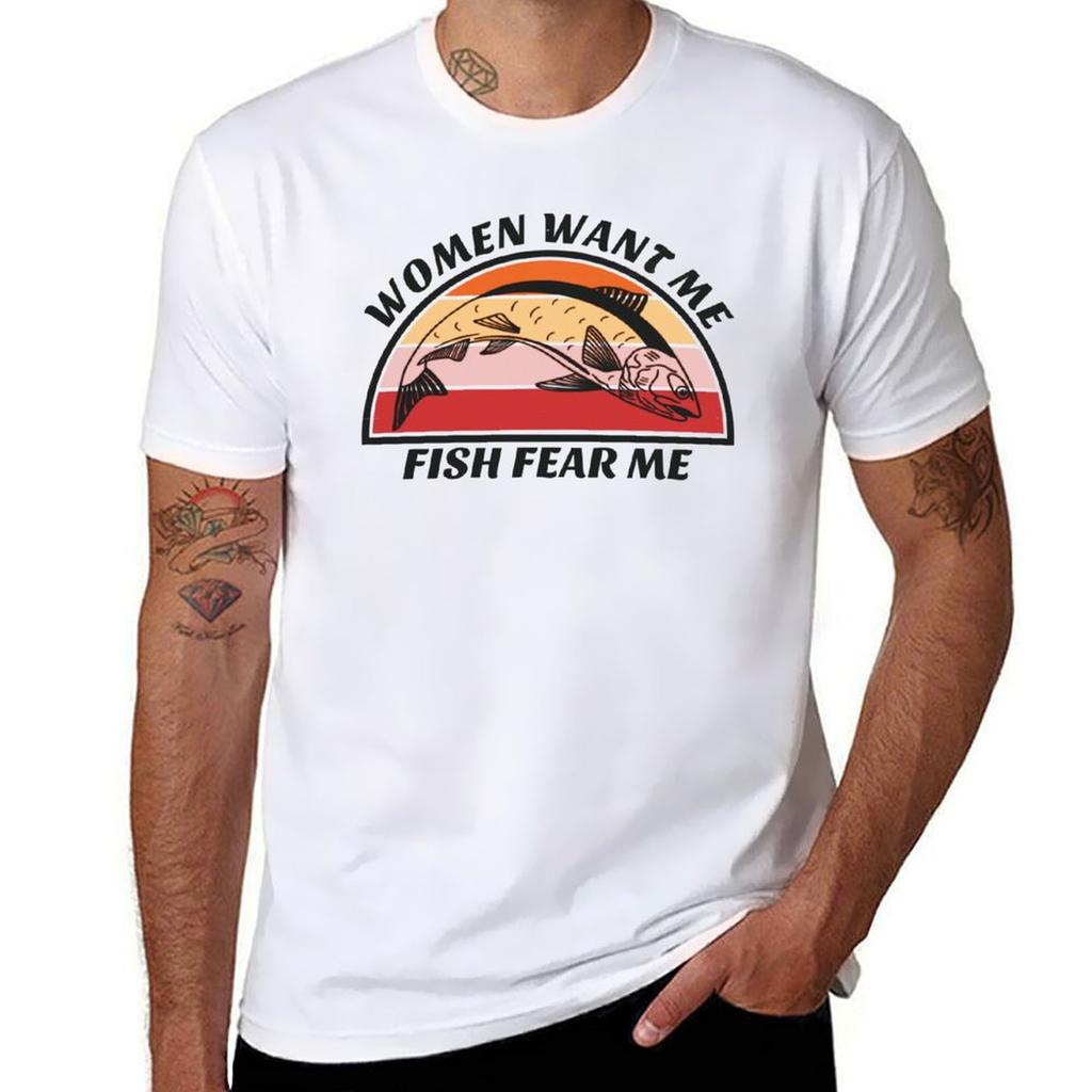 t shirts t funny fear me shirt me, want man cotton heavy fish man T-Shirt Women