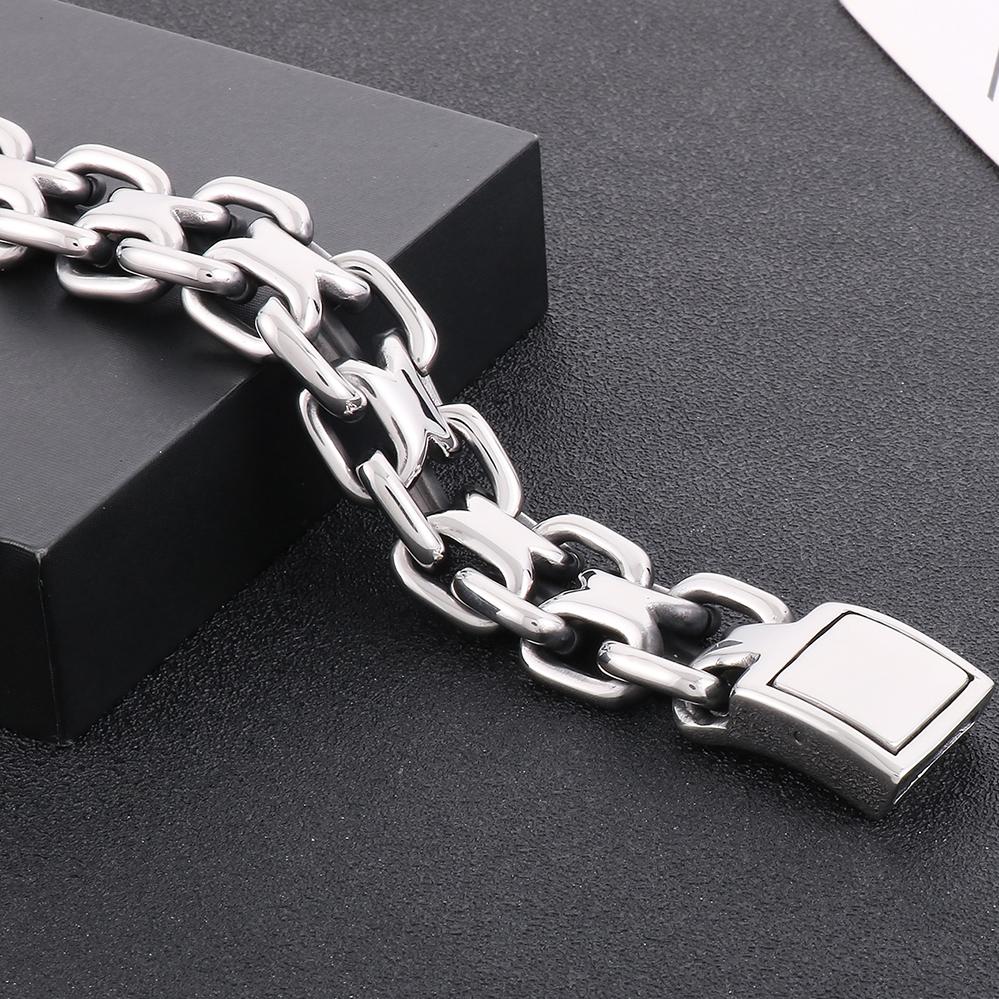 20MM Men's Stainless Steel Viking Braided Chain Bracelet for Man Woven Rope Bangle Cool Hip Hop Motorcycle Biker Jewelry 23.5CM