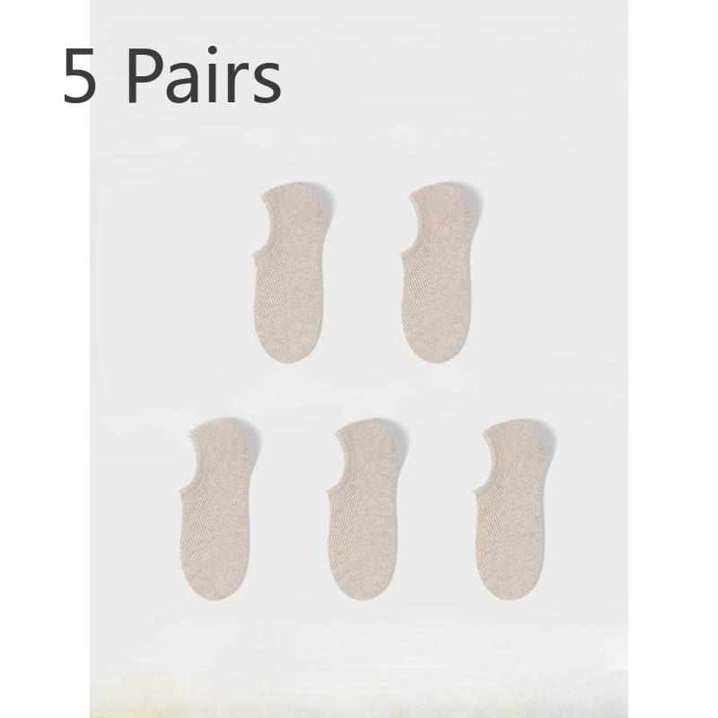 

5 пар женских летних хлопковых ультратонких дышащих носков-сеточек, которые не сползают, с защитой от запаха и поглощением пота 5 Pairs бежевый