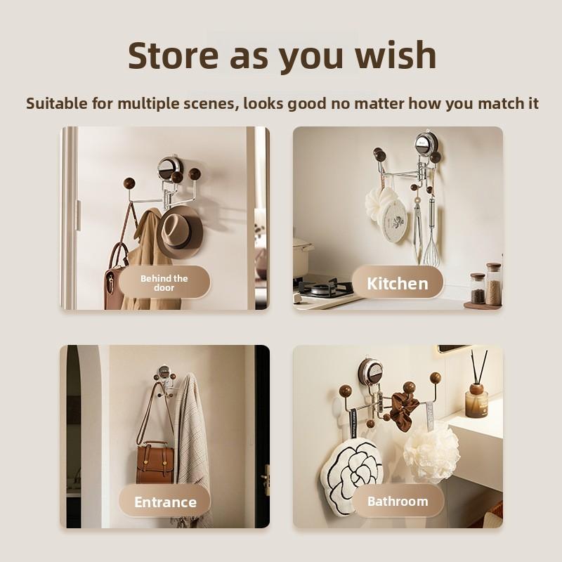 Sugkoppskrok, Multifunktionell väggmonterad roterande krok, Inget behov av borrning, Väggmonterad badrumskrok, Klädkrok