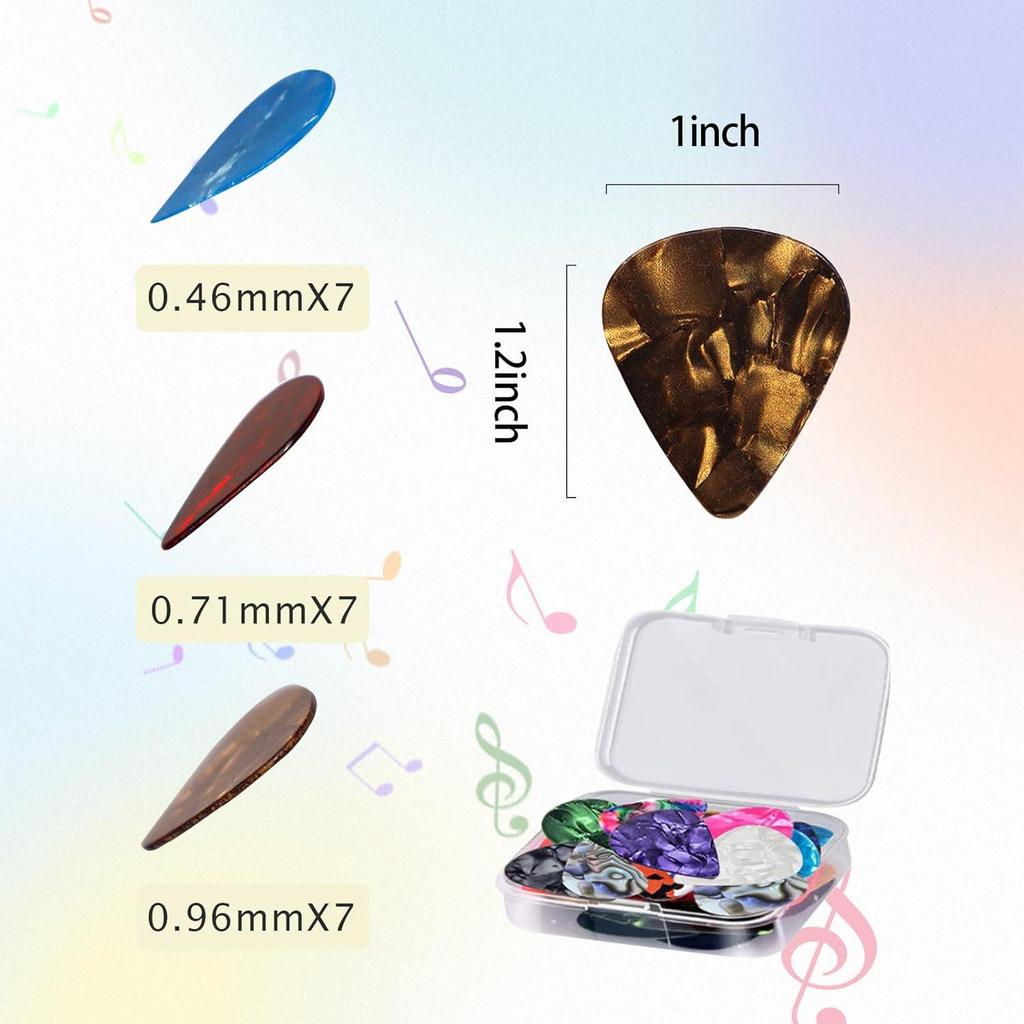 Universal Celluloid Guitar Picks - 0.46mm ABS Plectrums (Set of Popular Accessories)
