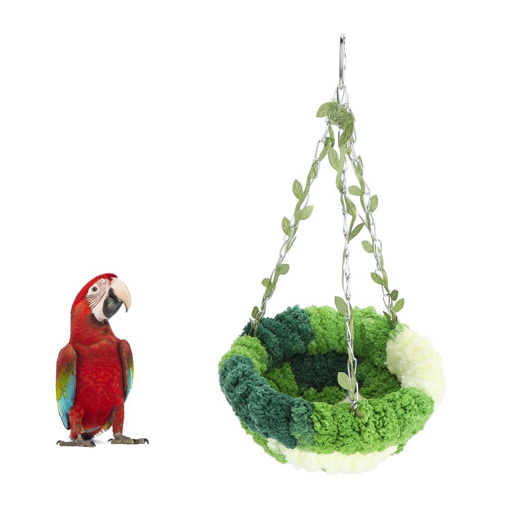 Bird Cage Hammock Parrot Hammock Bed Comfortable Soft Coral Fleece Hanging Bird Sleeping Nest for Cage Green Parrot Hammock Bed