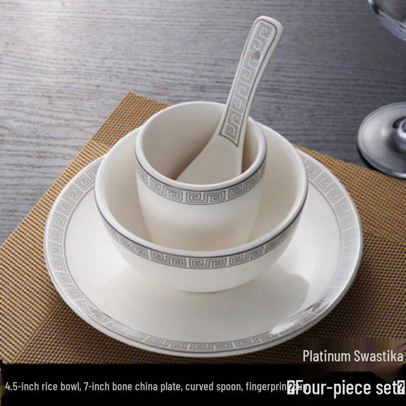 Luxury Ceramic Tableware Set - 4-Piece High-End Bowls, Plates & Dishes for Hotels & Restaurants