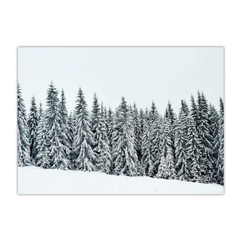 Christmas Deer Snowscape Canvas Poster Art Prints Hazelnut Wood Wall Paintings Christmas Wall Posters Living Room Decor Gift