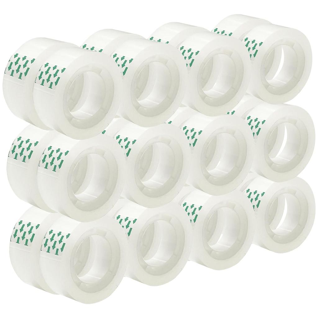 12 Rolls Transparent Tape Refills Rolls 3/4-Inch x 720 inch, 1 inch Core, Clear Gift Wrapping Tape Refill Roll for Office, Home, School