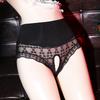Sexy Floral Plus Size Lingerie Mesh Thongs Panties Ladies High Waist Cloud Lace Open Crotch Panty Women Underwear Cotton Bikini