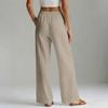 Women’s Wide Leg Linen Pants with Elastic Waistband and Pockets Loose Fit High Waist Casual Trousers for Daily Wear