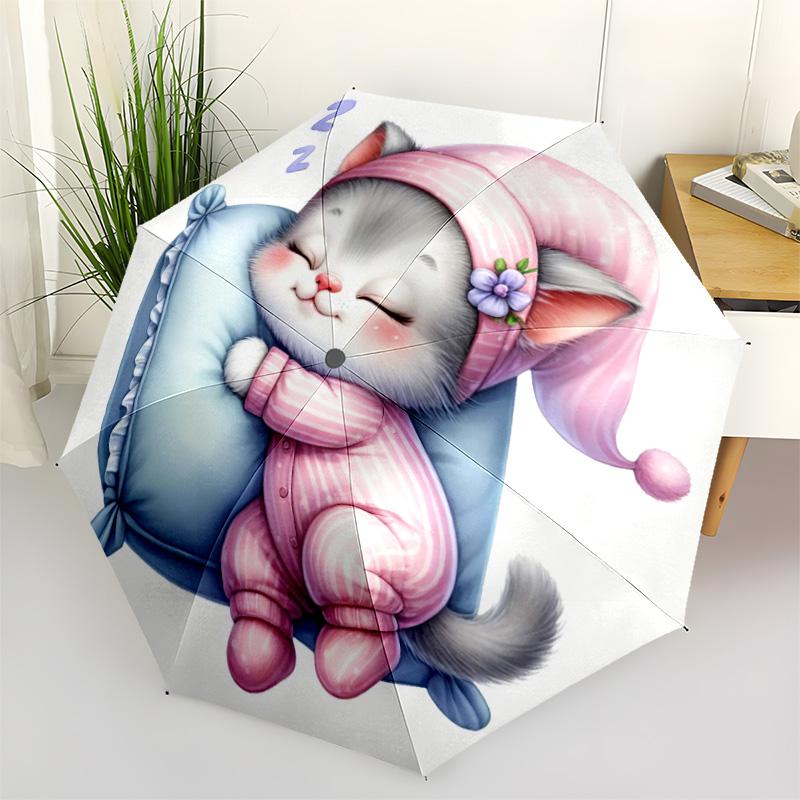 1pcAnimals cats monkeys cute turtles Umbrella Portable Folding Umbrella Iron Frame Hole Bone Structure Outdoor Home Umbrella